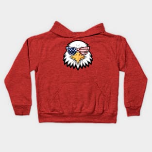 Eagle head with American flag sunglasses Kids Hoodie